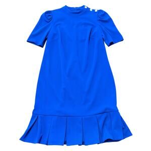 DKNY Women’s NEW cobalt blue mini dress with pleat bottom hem and gold buttons 6